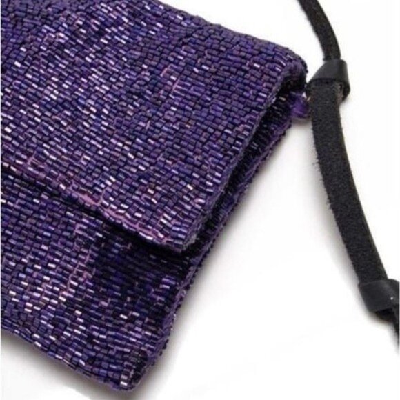Free People Plus One Embellished Beaded Crossbody Bag Orchid Violet NWT - Picture 4 of 10